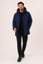 Men's Navy Blue, Fleece Lined, Hooded, Water and Wind Resistant, Long Parka Coat - 5
