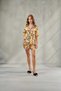 Women's Yellow Satin Short Pajama Set Verbena & Pocketed, Gift, Cheerful Home Chic Homewear Shorts Set
