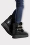 Girls' Boots with Fur Inside, Double Belt, Thick Sole Black