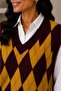 Women's Acrylic Diamond Patterned Furry Collar Ribbed Knitwear Sweater Oversize - 2