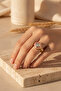 Yellow Tone Pink Enamel Square Cut Stone Stylish Steel Ring - 4