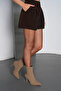 Mink Nubuck Buckle Detailed Women's Mid-Heel Boots - 7