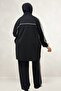 67073 Plus Size Ribbed Modal Pants Set - Black - 5