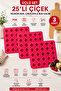 3 Pieces of 25-Cavity Flower Shape Silicone Cake Mold 5X5 Grid Pink Chocolate Ice and Mini Dessert Mold