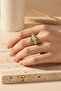 Art Deco Style Stylish Ring with Green and Transparent Stones in Yellow Tone - 4