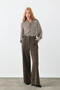 Ribbed Stitched Palazzo Trousers - Brown