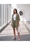 Women's Green Crinkle Fabric Casual Kimono Shorts Set - 2