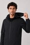 Men's Black, Removable Hood, Water and Wind Resistant, Zippered, Raincoat Jacket - 2