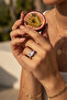 Adjustable Three-Stone Rectangular and Triangular Cut Zircon Stone Grey Steel Ring - 2