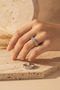 Adjustable Flower Pattern Stone Gray Steel Ring - 4