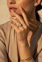 Adjustable Three-Stone Rectangular and Triangular Cut Zircon Stone Grey Steel Ring - 3