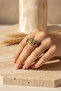 Yellow Tone Steel Ring with Blue and Yellow Stone Detail Modern Design - 4