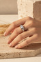 Adjustable Three-Stone Rectangular and Triangular Cut Zircon Stone Grey Steel Ring - 4