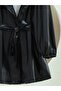 Double Pocket Buttoned Elastic Faux Leather Cap - Black - 3