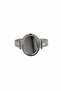 Oval Bezel Adjustable Gray Steel Ring