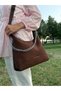 Women's Suede Shoulder and Crossbody Bag with Multiple Compartments, Stylish Daily Hand and Shoulder Bag - 3