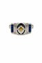 Steel Ring with Yellow Stone and Blue Detail, Modern Design, Unisex Stylish Ring