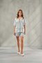 Women's Chain Patterned Ribbed Powder Satin Short Pajama Set Verona & Gift, Spacious Home Chic Homewear Satin Shorts Set - 3