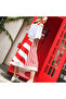 Women's White Red Striped Two-Piece Skirt Set - 3