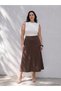 Alita City Lcw Curve Brown Linen Blend Straight Long Women's Skirt with a Difference
