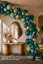 72-Piece Emerald Jungle Balloon Arch Set, Includes Dark Green Dark Turquoise Eucalyptus Transparent Gold Confetti Chain Tape