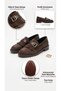 Women's Brown Suede Tasseled Buckle Thick Sole Loafer Shoes - 3