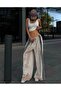 Trend Oversize Flexible Waist Bol Pocket Shaped Velvet Fabric Palazzo Tracksuits - 3