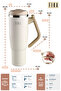 Fika Lumi Patented Leak-Proof Steel Thermos with Rotating Handle 1200 ml - Beige - 3