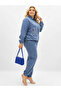 Plus Size Women's Pants Set with Stone Butterfly Embroidery and Zipper Collar - 7