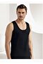 Tutku-Men's Black Wide Strap Combed Cotton Undershirt m New Season (11 Pieces Economic Package)