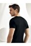 Tutku-Men's Black Short Sleeve Crew Neck Ribbed Undershirt Me027 - 2