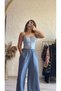 Strapless Bustier with Drawstring Front - Light Blue