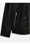 Long Sleeve Zipper Pocket Shirt Collar Classic Faux Leather Jacket - 8