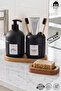 4 Piece Glass Bathroom Set with Wooden Stand |   Liquid Soap Dispenser, Toothbrush Holder and Solid Soap Dispenser Organizer (Bpa-Free, 425Cc)