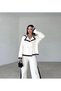 Women's Wide-Collar Knitwear Set, Stylish Combination - 2