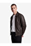 Long Sleeve Zipper Pocket Shirt Collar Classic Faux Leather Jacket - 2