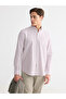 Lcwaikiki Classic Mürdüm Regular Fit Striped Men's Shirt