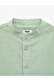 Buttoned Stand Collar Cotton Basic School Shirt - 5