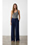 Yüksel Bel Navy Blue Women's Fabric Trousers 70827