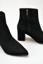 Women's Pointed Toe Heeled Boots Black Suede - 4