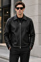 Men's Premium Black Leather Jacket – Classic Collar, Zipper Closure, Modern Fit, Stylish Design - 2