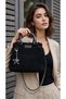 OFFICIAL Black Crochet Handbag - Shoulder Bag with Acrylic Marble Handle and Silver Chain Strap with Star Charm - Handmade - 3