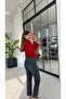 Chinese Closure Detailed Soft Textured Blouse Red - 3