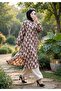 Hakim Lapel Collar Buttoned Slit Oversized Tunic and Pants Two-Piece Set - 2