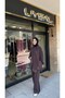 Front Tie Detail Trouser Suit Ns-27K1046 Brown