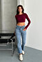 Women's Cut-Off Hem Distressed Jean Trousers