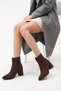 Women's Pointed Toe Heeled Boots Brown Suede - 3