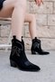 Women's Pointed Toe Short Black Cowboy Embroidered Western Boots
