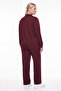 Women's Burgundy Seasonal Accessory Detailed Half-Zipper Tracksuit Set - 4