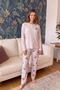 Powder Cherry Patterned Waffle Soft Long Sleeve Women's Pajama Set - 5